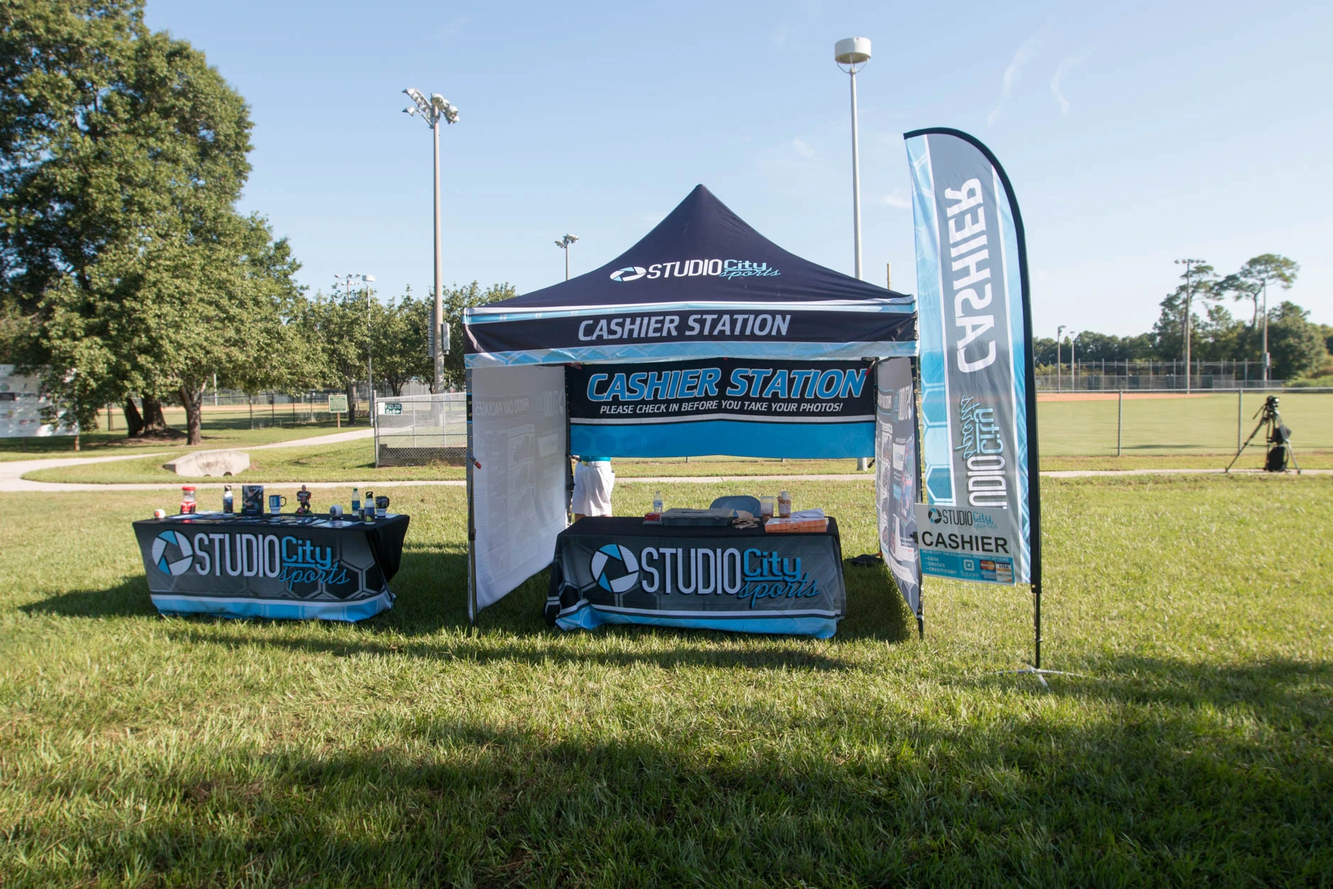 Players And Families Lining Up At Studio City Sports Photo Stations During A Youth Sports Photo Day For Team And Individual Portraits.